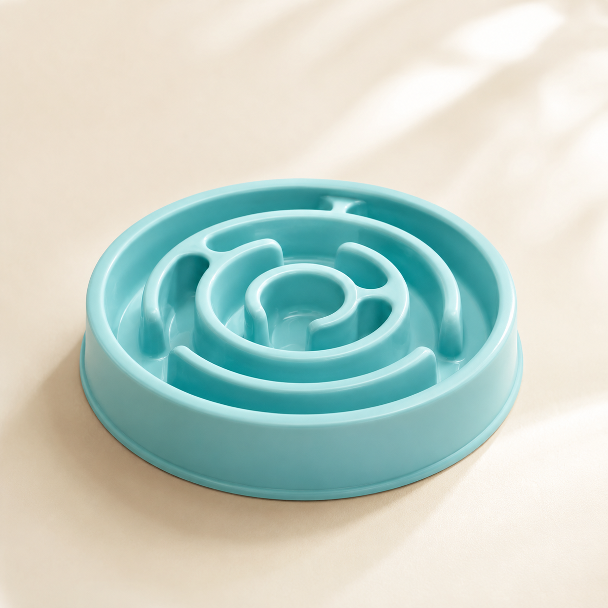 Luna Anti-Slip Spiral Slow Feeder Bowl in Aqua Blue on a clean neutral background.