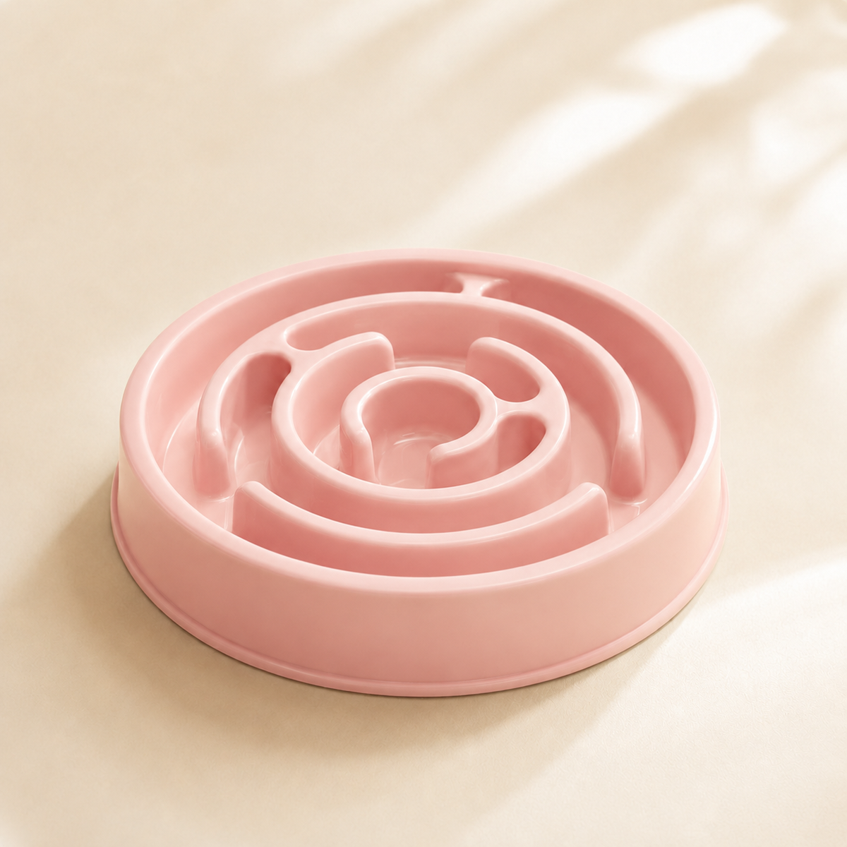 Luna Anti-Slip Spiral Slow Feeder Bowl in Blush Pink on a clean neutral background.