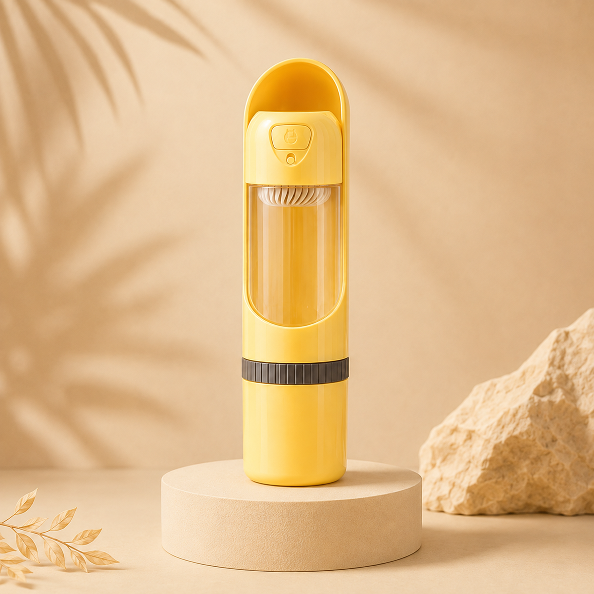 Yellow Nomad Sip & Snack 2-in-1 Pet Travel Water Bottle in a clean studio product shot.