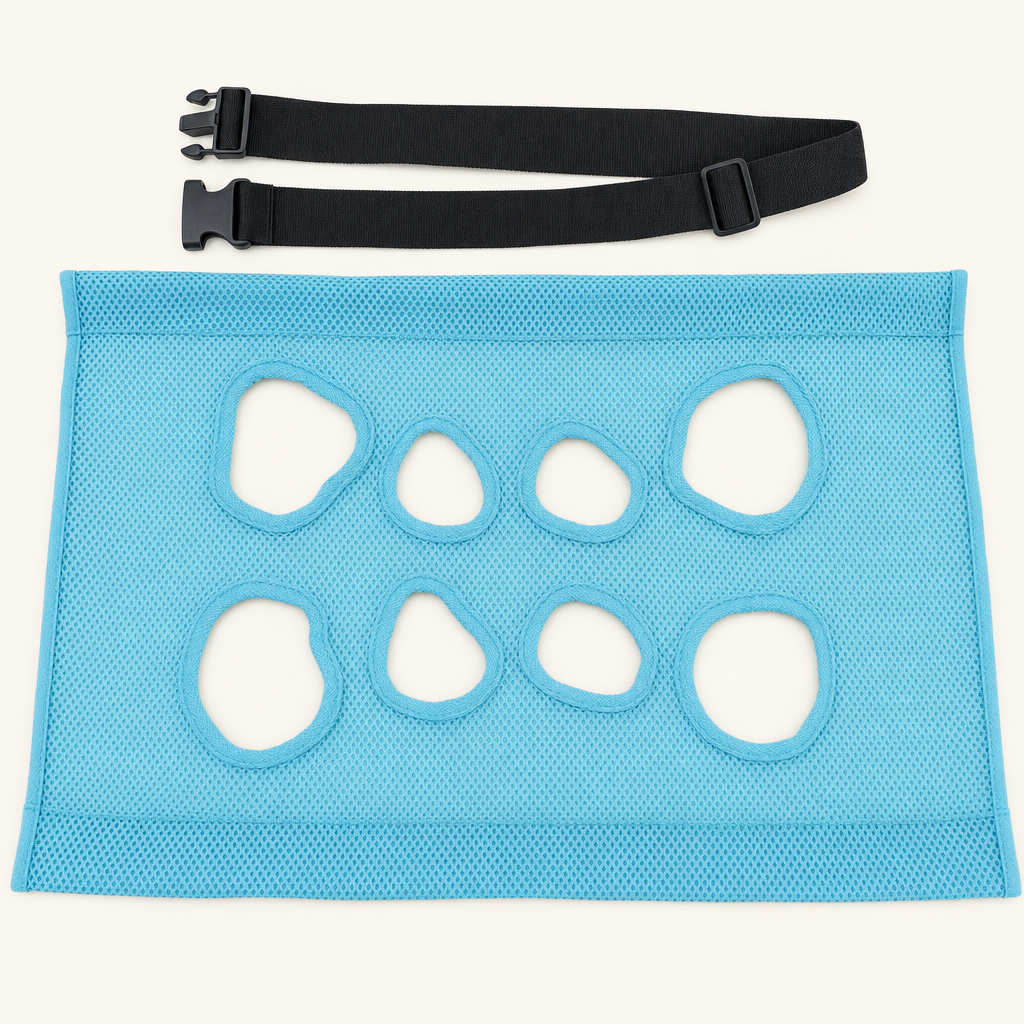 Blue Mesh: the blue mesh sling and black adjustable strap on their own. No frame is included.