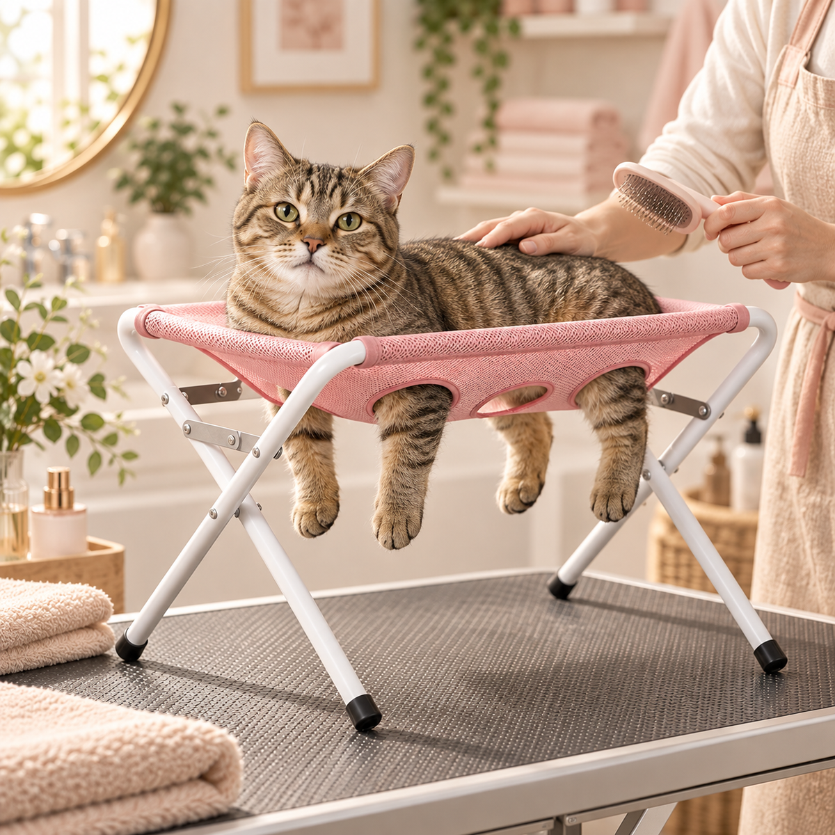 The Steady Paws Grooming Hammock for Cats & Dogs