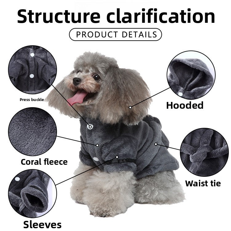 Coral Fleece Pet Bathrobe and Towel